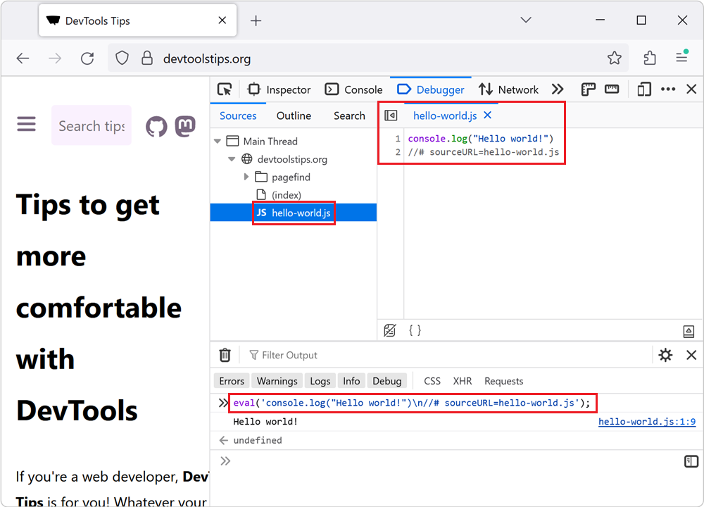 screenshot of an inline script showing as a separate .js file in devtools